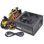 ATX Power Supply for US 110V Mining PSU Support 6 GPU Miner Rig with US Plug Adapter Cable, 1600W Power Supply for BTC ETH ETC（Input Voltage 110V, Output 1600W; Input Voltage 220V, Output 1800W