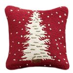 Red Christmas Tree Latch Hook Pillow Kits for Adults and Kids Beginner Handmade Needle Crochet Yarn Kits Embroidery Cushion Hook and Latch Kit Pillow Cover Rug Home Sofa Decoration 43x43cm, BZ-298