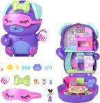 Polly Pocket Dolls and Playset Overnight Party Puppy Box Travel Toy with 1 Small Doll Puppy Accessories Fashion Food JCR38