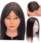 DAZZ LOOK® 4 x 4 Inch Base, 5 Snap Clips in Straight Hair Topper, Hair Extension for Covering Thinning, Grey, White Hair, 16 Inches Long, Brown Color