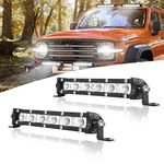 SKYWORLD 6inch 30W Single Row LED Light Bar Flood Beam Work Lights Bar 6000K Car Lamp for Truck Offroad Driving Lamp Vehicles Atvs Utvs Waterproof 2PCS