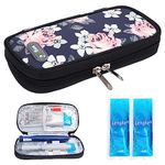 YOUSHARES Insulin Cooler Travel Case - Travel Medicine Cooler Bag for Insulin Pens and Diabetes Supplies Travel Insulin Pen Travel Case with 2 TSA Approved Ice Pack (Flower)