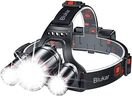 Blukar LED Headlamp, Super Bright Rechargeable Headlight Flashlight - 3 Lights 5 Modes,Zoomable,Spotlight&Floodlight Combination, IPX6 Waterproof, 20+Hrs Runtime for Running,Hiking,Camping etc.