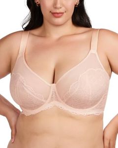 HSIA Bras for Women Lace Unlined Breast Minimizer Bra Full Coverage Bras with Underwire, Dusty Peach 40DD