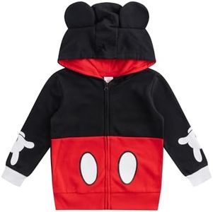 Disney Mickey Mouse Boys Zip Up Hoodie for Infant and Toddler Black, Red, 12 Months