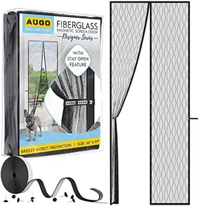 AUGO Magnetic Fiberglass Design Screen Door - Self Sealing, Heavy Duty, Hands Free Mesh Partition Keeps Bugs Out - Door Screen Magnetic Closure - Patent Pending Keep Open Feature - 38 Inch x 97 Inch