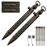 YUEZUDPO Bolt Action Pen, Solid Brass edc Pen Six-edge Pocket Metal Tactical Pen with Refills and Clip Signature Pen for Business, Christmas, Birthday