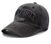 Vintage New-York-Embroidered Distressed-Cotton Unstructured-Baseball-Caps Unisex Adjustable-Strapback Twill-Dad-Hat, Newyork-black, One Size