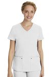 Healing Hands Purple Label Yoga Juliet 2245 V-Neck Scrub Top with Stretch Side Panels- White- 3X-Large