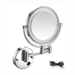 Cherry Bath Fittings Led 5X Magnifying Shaving | Makeup Mirror with Light |Dual Side Foldable Mirror for Bathroom (Pack of 1, 8 Inch, Chrome)