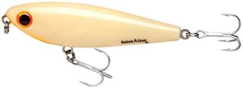 Bomber Lures BSWDTH4349 Saltwater Grade Badonk-A-Donk High Pitch, Bone/Orange Throat, 4"
