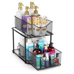 Sorbus 2 Tier Organizer Baskets with Mesh Sliding Drawers (Black)