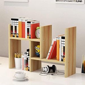 Jaycomey Desktop Organizer Office Storage Rack Adjustable Wood Display Shelf Counter Top Bookcase Walnut