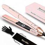 Terviiix Titanium Flat Iron, Salon Professional Hair Straightener and Curler 2 in 1, ARC Non-Snagging Straightening Iron for One Swipe, 15s Ultra Fast Heating, 100-240V Dual Voltage, Auto Off, 1''