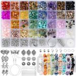 Funtopia 32 Colors Crystal Beads Kit for Jewelry Making,1200 Pcs Natural Gemstone Beads Bracelet Making Kit Adults 5-8mm Irregular Crystals and Stone Bead Chips for Bracelet Necklace Earring DIY Craft