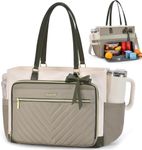 LOVEVOOK Lunch Tote Bag for Women, Insulated Lunch Bag with Laptop Compartment & Large Cup Holder, Teacher Tote Bag with Zipper, Handbag Insulated Bag Leakproof for Work, Nurse, Office, 17.3 Inch
