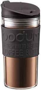 BODUM Travel Mug, Double Wall Plastic, Black, 0.35 l, 11103-01S, 1 Count (Pack of 1)