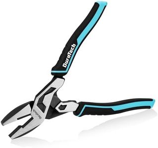 DURATECH 8-Inch Linemans Pliers, Compound High-Leverage Linesman Pliers with Wire Cutter, CR-V Steel, Dual Pivot Design, Anti-Slip TPR Grip for Electrical, Repair, Wire Gripping