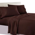 Royal Tradition Solid 550-Thread-Count, 100-Percent Cotton Twin Extra Long XL Bed Sheets Set, Chocolate