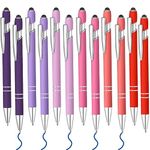 Lragvtbk 12 Pcs Blue Ink Ballpoint Pen with Stylus Tip, 1.0 mm Metal Pen Stylus Pen for Touch Screens, 2 in 1 Thank You Pen Gift for Friends, Colleagues, Coworker, Office, Family(Multi Pink)