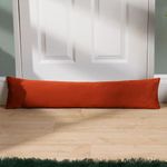 OHS Under Door Draught Excluder Matt Velvet, Soft Decorative Door Draft Excluder Cushion Effective Cold Air Stopper Energy Saving Indoor Excluder, Orange Rust 90 x 20cm