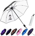 lanxiry Compact Travel Umbrella,Windproof Waterproof Stick Umbrella Anti-UV Protection Umbrellas (Dr Dog)