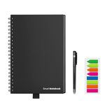 HOMESTEC Reusable Smart Notebook,A5 Size Lined and Dot-Grid Pages Note Book, 6 Styles Page, Rewritable Notepad for Adult, Student, Black