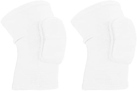 PATIKIL Medium Protective Knee Pads, 2 Pcs Anti-Slip Padded Sponge Knee Brace Support Breathable Knee Sleeve for Dance Skating Football Basketball Volleyball Protector, White