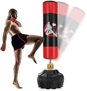 GYMAX Punching Bag for Adults, 70” Punching Bag w/Stand, Suction Cup Base, TPR Shock Absorber & Multi-Layer Construction, Standing Punching Bag, Heavy Duty Boxing Equipment for Kickboxing MMA Muay