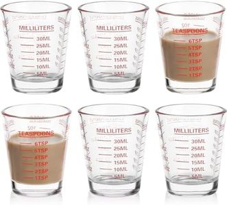 SAIAOKJ Shot Glasses Measuring Cup Set 6 Pack Espresso Shot Glasses Liquid Heavy Glass 26-Incremental Measurement 1 OZ,2 TBS,6 TSP,30 ML Kitchen Tools, Father's Day(Red)