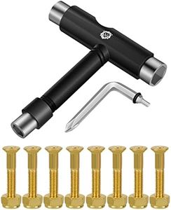 Panjshirv Skateboard Tools Skate Tools Multi-Function Portable Skateboard T Tool Accessory ，T-Type Allen Key and L-Type ，Skateboard Hardware Gold Bolts Set (Black)