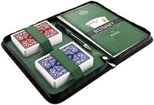 Bullets Playing Cards Rummy Set in Imitation Leather Pouch (German Index), Including Plastic Playing Cards, Game Rules with 15 variants of Rommee, Short Rules, Pen and pad