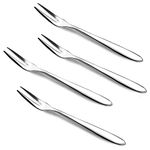 4pcs Premium Stainless Steel Forks Set for Dessert Cake Fruit Salad Appetizer, Small Food-Grade Pastry Forks Mirror Polished Reusable, Dishwasher Safe Silver Metal Forks for Home Kitchen Party