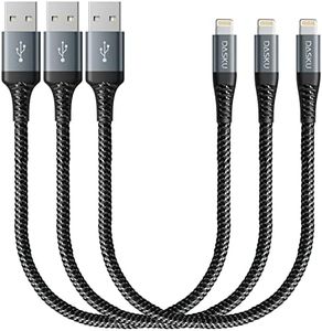 Short Lightning Cable 1FT 3Pack 12 inch iPhone Charger USB Fast Nylon Braided Charger Cord Compatible with Apple iPhone 13/12/11/XS/XR/X/8/7/6/6s Puls/iPad/iPods(Black)