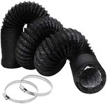 3 Inch Flexible Ducting Hose 16.5 feet, Black Aluminum Ducting Dryer Vent Hose with 2 Screw Clamps for Heating Ventilation Air Conditioning (HVAC), Boat Blower, Exhaust Grow Tents