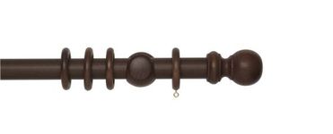 Rolls Woodline 35mm Wooden Ball Curtain Pole Set, Dark Oak, 300cm