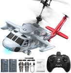 DEERC Black Hawk RC Helicopter, Remote Control Helicopter with Red Scorpion Tail Design, 24 Mins Flight (2 Batteries), Helicopters Toy for Kids, LED Lights, Altitude Hold, Birthday Gift for Boys 8-12