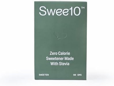 Swee10 Natural Stevia Sweetener - Zero Calorie Sugar Substitute for Low Sugar, Low Carb Diets - Vegan, Non-GMO Powder for Hot & Cold Drinks, Making Coffee & Tea, Cooking & Baking 90g Sachet Box