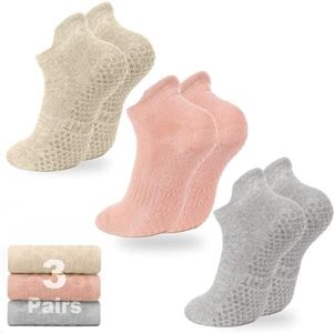 3 Pairs Cushioned Sole Pilates Socks Yoga Socks with Grips for Women Non-Slip Grip Socks,H HOME-MART Yoga Socks Grippy Socks for Ballet Barefoot Workout Anti Skid Athletic Socks