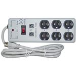 CableWholesale 6 Outlet, 3 MOV, EMI and RFI Surge Protector with Modem Protector and 15-Feet Cord (51W1-08215)