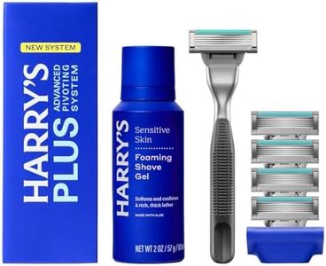 HARRY'S PLUS: Shaving Kit for Men - Premium Handle, 5 Razor Blade Cartridges, 2 oz Foaming Shave Gel, and Travel Blade Cover - Advanced Pivoting System - Onyx