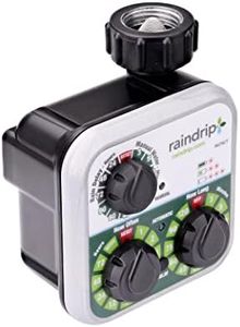 Raindrip R675CT Analog 3-Dial Water, Sprinkler Timer with Rain Delay for Drip Irrigation, Garden, Self-Watering