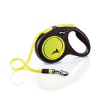 Flexi New Neon Tape Yellow Medium 5m Retractable Dog Leash/Lead for dogs up to 25kgs/55lbs