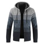 K Kinkia Kinkia Men's Zip Up Hooded Fleece Cardigan Sweater Winter Warm Sherpa Lined Jacket Coat Hoodies with Pockets, Light Grey, X-Large