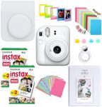 Clikoze Instant Camera Bundle with Fujifilm Mini 12 Clay White Camera, Fujifilm 40 Shot Mini Film, Clikoze Mini 12 Case, Mini Album Book, Film Stickers, Colour Filters and Accessories