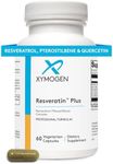 XYMOGEN Resveratin Plus - Patented Pterostilbene + Trans-Resveratrol with Quercetin Antioxidants Supplement to Promote Cardiovascular + Cellular Health, Healthy Aging, Immune Support (60 Capsules)