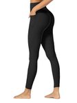 Sunzfly Hidden Butt Scrunch Workout Leggings with Pockets for Women, High Waisted Gym Yoga Pants with Tummy Control 25" Black Large