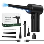 Primate Cordless Air Duster for Electronics & Car Cleaning | 51,000 RPM 3-Speed Electric Air Blower with LED Light, 6000mAh Rechargeable Battery, 5 Nozzles for Keyboard, Laptop, PC, Camera & Home Use