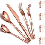 Silverware Set 20 Pieces Service for 4, ReaNea Rose Gold Flatware Set, Titanium Plating Cutlery Set Include Dinner Knives, Dinner Spoons, Dinner Forks, Teaspoons, Salad Forks, Dishwasher Safe