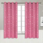 BGment Pink Curtains for Girls Bedroom, Star and Moon Blackout Curtains for Kids Room 63 Inch Long, Thermal Insulated Room Darkening Window Drapes with Grommet for Nursery, 2 Panels, 46 Wide